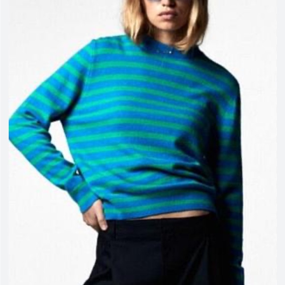 Zara Sweaters - Zara Cashmere Blend Striped Crew Neck  Sweater